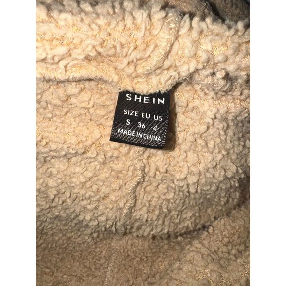 Shein Tan Fleece Hooded Onesie Pajamas With Ears Size S 36 Warm & Cozy Lounge We - Picture 3 of 5